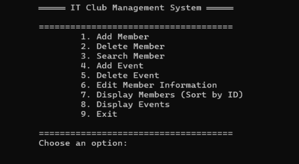 IT Club Management System